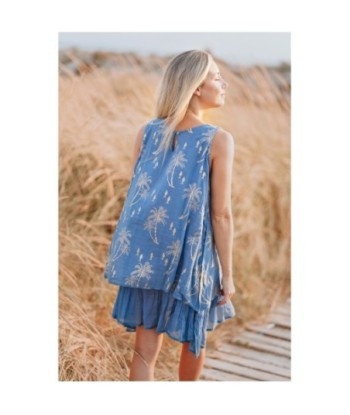Isla Bonita By SIGRIS Vestido Corto de Algodón con Estampado de Palmeras