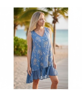 Isla Bonita By SIGRIS Vestido Corto de Algodón con Estampado de Palmeras