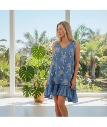 Isla Bonita By SIGRIS Vestido Corto de Algodón con Estampado de Palmeras