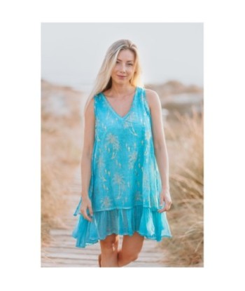 Isla Bonita By SIGRIS Vestido Corto de Algodón con Estampado de Palmas