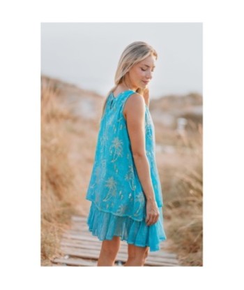 Isla Bonita By SIGRIS Vestido Corto de Algodón con Estampado de Palmas