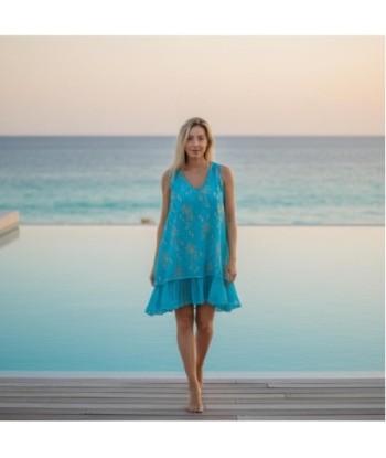 Isla Bonita By SIGRIS Vestido Corto de Algodón con Estampado de Palmas