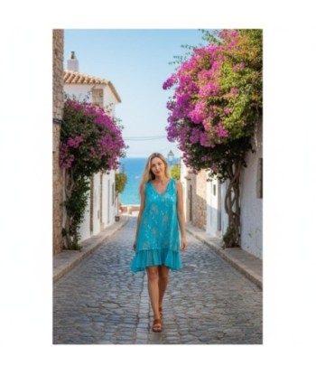 Isla Bonita By SIGRIS Vestido Corto de Algodón con Estampado de Palmas
