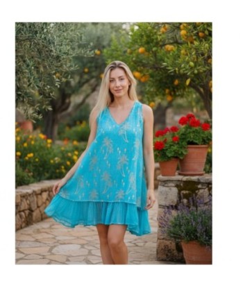 Isla Bonita By SIGRIS Vestido Corto de Algodón con Estampado de Palmas