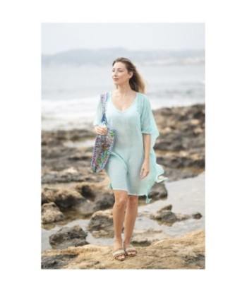 Isla Bonita By SIGRIS Poncho de Algodón 100% en Aguamarina