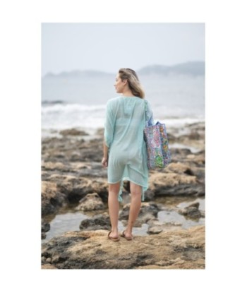 Isla Bonita By SIGRIS Poncho de Algodón 100% en Aguamarina