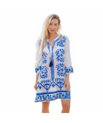 Isla Bonita By SIGRIS Kurta de Algodón 100% con Bordado Azul