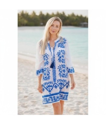 Isla Bonita By SIGRIS Kurta de Algodón 100% con Bordado Azul
