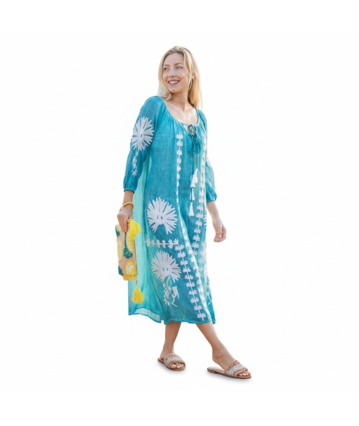 Isla Bonita By SIGRIS Vestido Largo de Algodón con Bordado Floral
