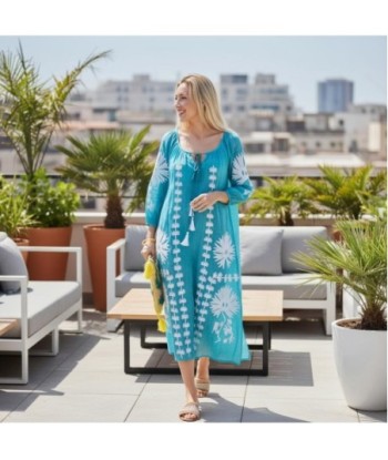 Isla Bonita By SIGRIS Vestido Largo de Algodón con Bordado Floral