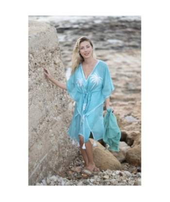 Isla Bonita By SIGRIS Poncho Acuático de Algodón con Diseño de Palmas