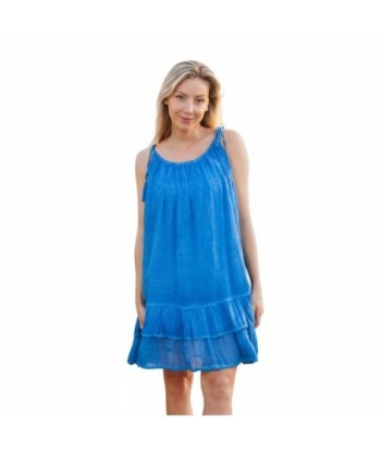 Isla Bonita By SIGRIS Vestido Corto de Verano 100% Algodón - Azul Vibrante