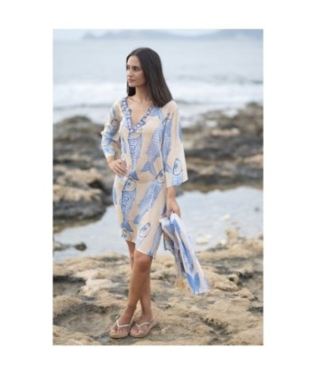 Isla Bonita By SIGRIS Kurta de Algodón Estampada con Diseño de Peces