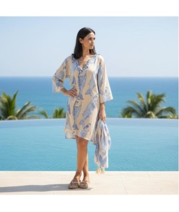 Isla Bonita By SIGRIS Kurta de Algodón Estampada con Diseño de Peces