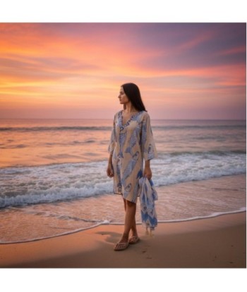 Isla Bonita By SIGRIS Kurta de Algodón Estampada con Diseño de Peces