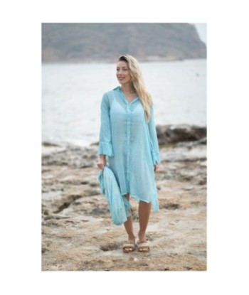 Isla Bonita By SIGRIS Vestido Camisero de Algodón 100% en Color Aqua