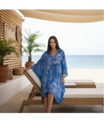Isla Bonita By SIGRIS Poncho de Verano 100% Algodón con Estampado Marítimo