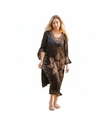 Isla Bonita By SIGRIS Vestido Largo de Algodón con Detalles Dorados