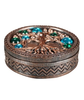 Caja Árbol de la Vida Étnica Decorativa para Almacenamiento de Joyas y Accesorios, Caja de Resina Artesanal