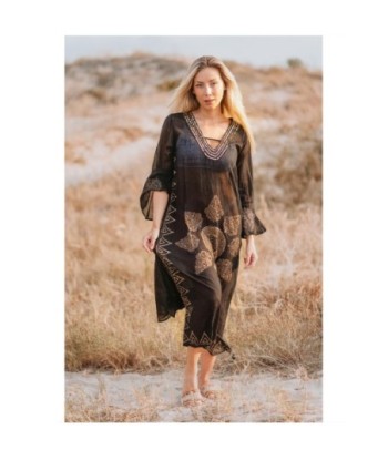 Isla Bonita By SIGRIS Vestido Largo de Algodón con Detalles Dorados