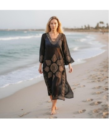 Isla Bonita By SIGRIS Vestido Largo de Algodón con Detalles Dorados