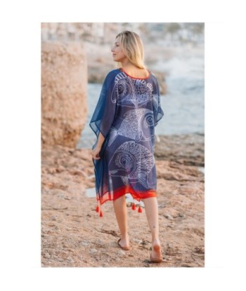 Isla Bonita By SIGRIS Poncho de Algodón con Diseño Acuático