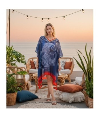 Isla Bonita By SIGRIS Poncho de Algodón con Diseño Acuático