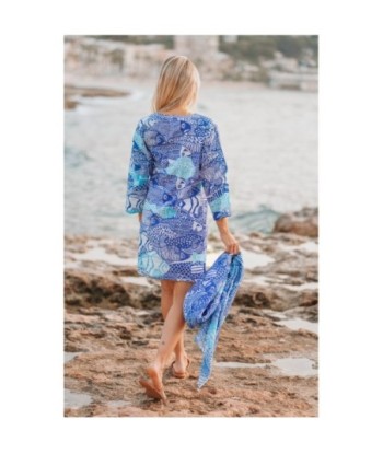 Isla Bonita By SIGRIS Kurta de Verano de Algodón 100% con Diseño Acuático