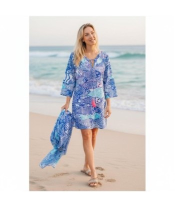Isla Bonita By SIGRIS Kurta de Verano de Algodón 100% con Diseño Acuático