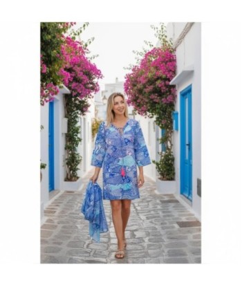 Isla Bonita By SIGRIS Kurta de Verano de Algodón 100% con Diseño Acuático