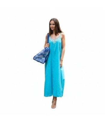 Isla Bonita By SIGRIS Vestido Midi de Algodón Turquesa