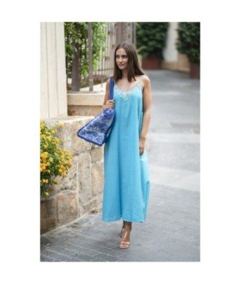 Isla Bonita By SIGRIS Vestido Midi de Algodón Turquesa