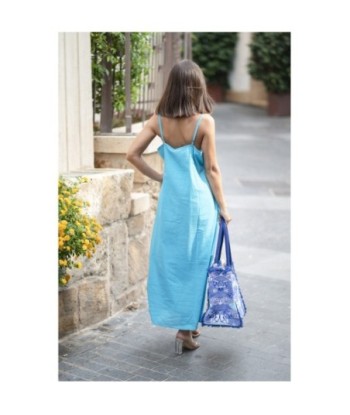 Isla Bonita By SIGRIS Vestido Midi de Algodón Turquesa