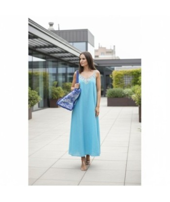 Isla Bonita By SIGRIS Vestido Midi de Algodón Turquesa