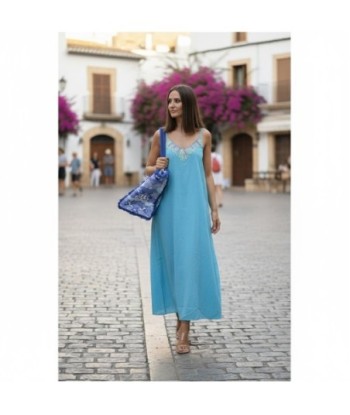 Isla Bonita By SIGRIS Vestido Midi de Algodón Turquesa