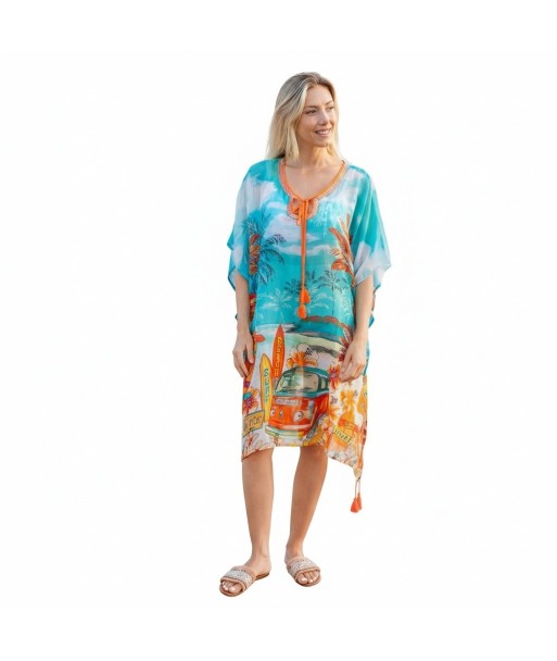 Isla Bonita By SIGRIS Poncho de Algodón Estampado Tropical