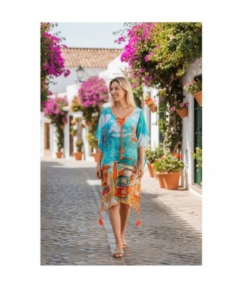 Isla Bonita By SIGRIS Poncho de Algodón Estampado Tropical