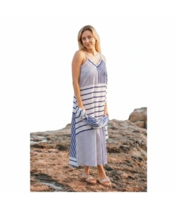 Isla Bonita By SIGRIS Vestido Midi de Algodón a Rayas - Estilo Casual y Fresco