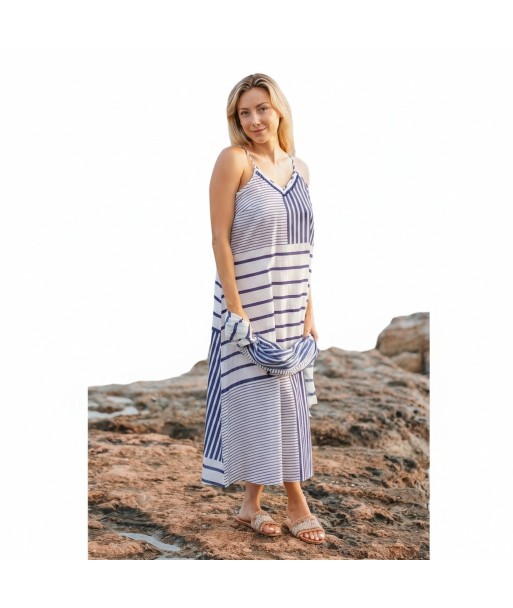 Isla Bonita By SIGRIS Vestido Midi de Algodón a Rayas - Estilo Casual y Fresco