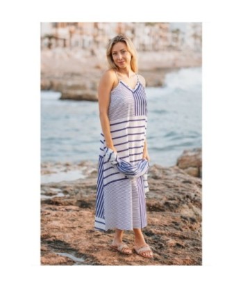 Isla Bonita By SIGRIS Vestido Midi de Algodón a Rayas - Estilo Casual y Fresco