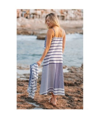 Isla Bonita By SIGRIS Vestido Midi de Algodón a Rayas - Estilo Casual y Fresco