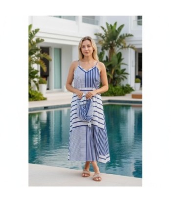 Isla Bonita By SIGRIS Vestido Midi de Algodón a Rayas - Estilo Casual y Fresco
