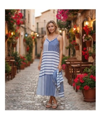 Isla Bonita By SIGRIS Vestido Midi de Algodón a Rayas - Estilo Casual y Fresco