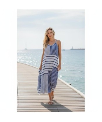 Isla Bonita By SIGRIS Vestido Midi de Algodón a Rayas - Estilo Casual y Fresco