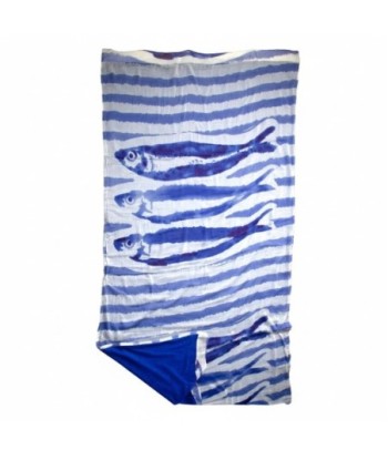 Isla Bonita By SIGRIS Toalla Pareo de Algodón con Diseño de Peces en Azul