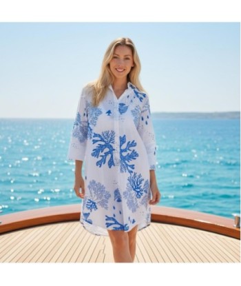Isla Bonita By SIGRIS Vestido Camisero de Algodón con Estampado Marítimo