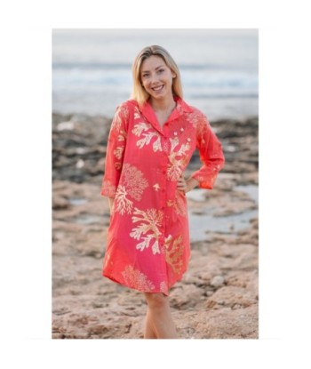 Isla Bonita By SIGRIS Vestido Camisero de Algodón con Estampado de Corales