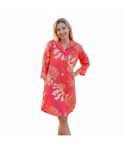 Isla Bonita By SIGRIS Vestido Camisero de 100% Algodón con Diseño Floral