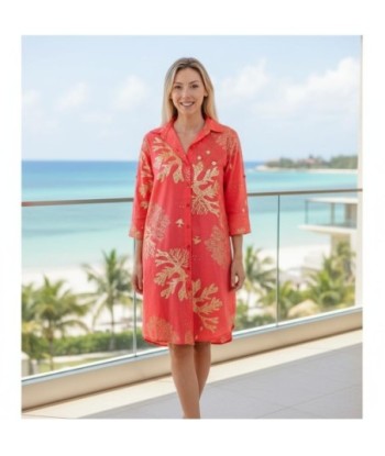 Isla Bonita By SIGRIS Vestido Camisero de 100% Algodón con Diseño Floral