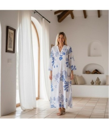 Isla Bonita By SIGRIS Vestido Largo de Algodón con Estampado Marino